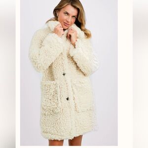 Topshop Chunky Borg Coat In Cream NEW /no tag